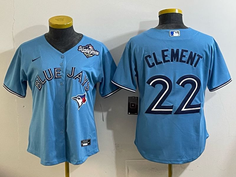 Women 2025 Nike Toronto Blue Jays #22 Clement Light Blue Game MLB Jersey 03